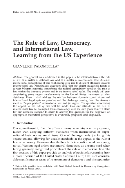 (PDF) The Rule of Law, Democracy, and International Law. Learning from ...