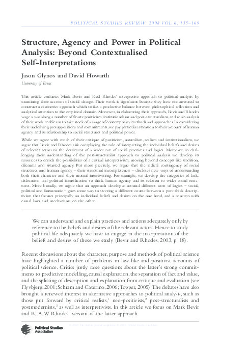 (PDF) Structure, Agency and Power in Political Analysis: Beyond ...