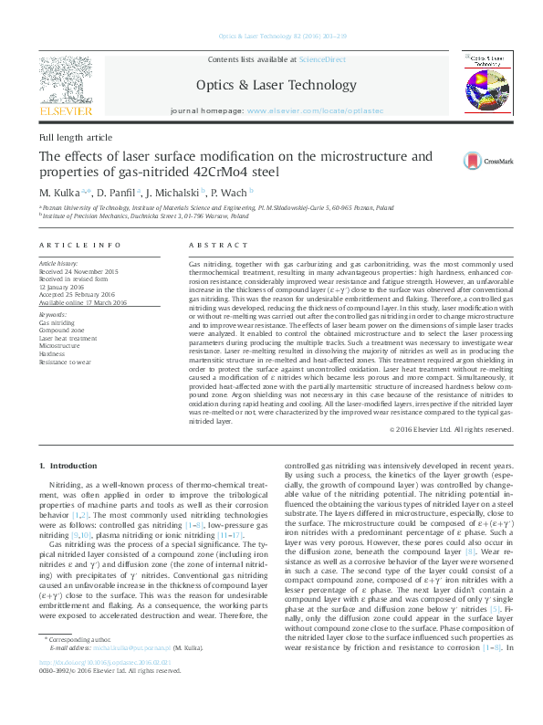 (PDF) The effects of laser surface modification on the microstructure ...