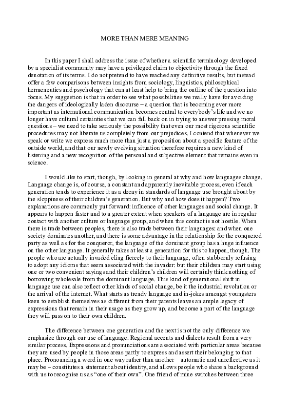 (DOC) MORE THAN MERE MEANING Chris Dawson Academia.edu