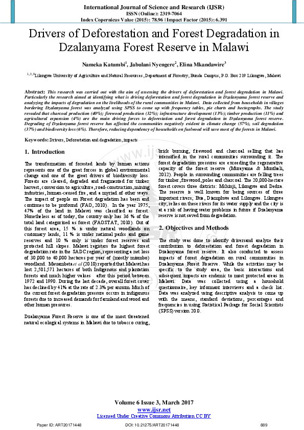 (PDF) Drivers of Deforestation and Forest Degradation in Dzalanyama ...