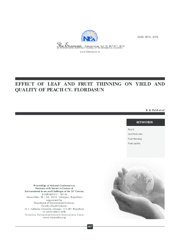 (PDF) Effect of Leaf and Fruit Thinning on Yield and Quality of Peach ...