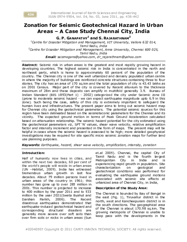 (PDF) Zonation for Seismic Geotechnical Hazard in Urban Areas – A Case ...