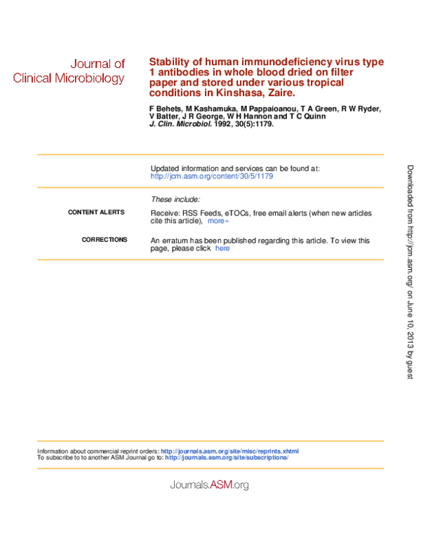 (PDF) Stability of Human Immunodeficiency Virus Type 1 RNA in ...