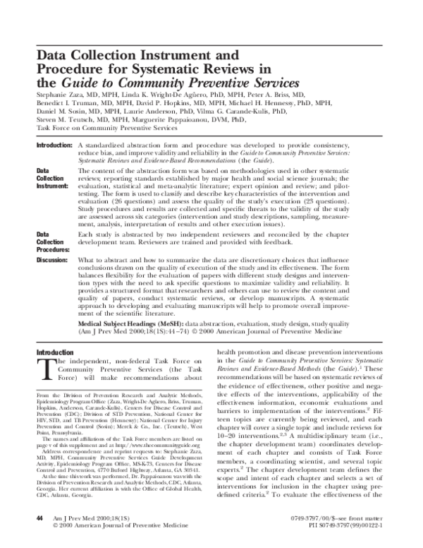 (PDF) Data collection instrument and procedure for systematic reviews ...