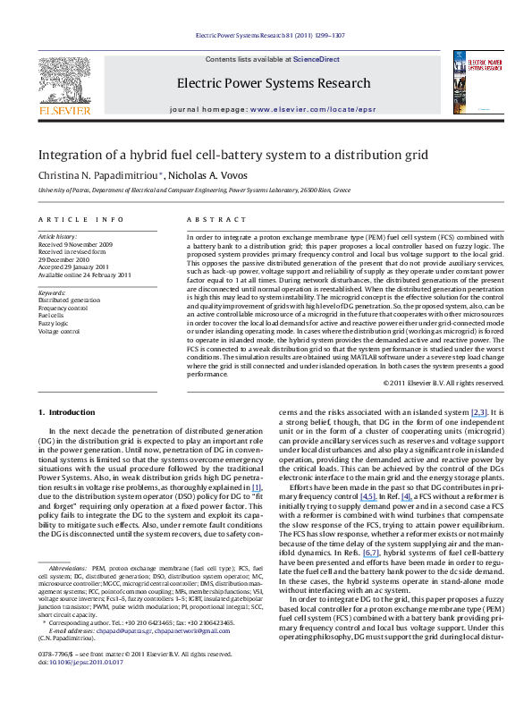 (PDF) Integration of a hybrid fuel cell-battery system to a ...