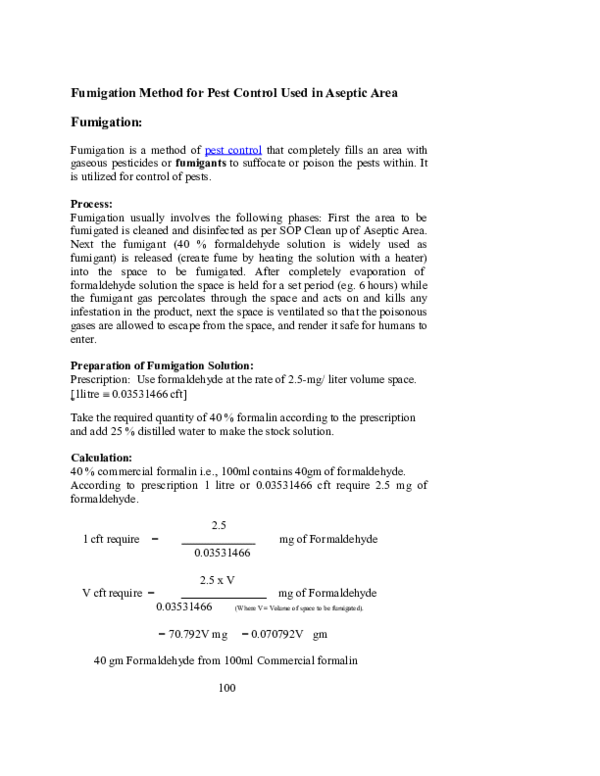 (DOC) Fumigation Method for Pest Control Used in Aseptic Area ml ...