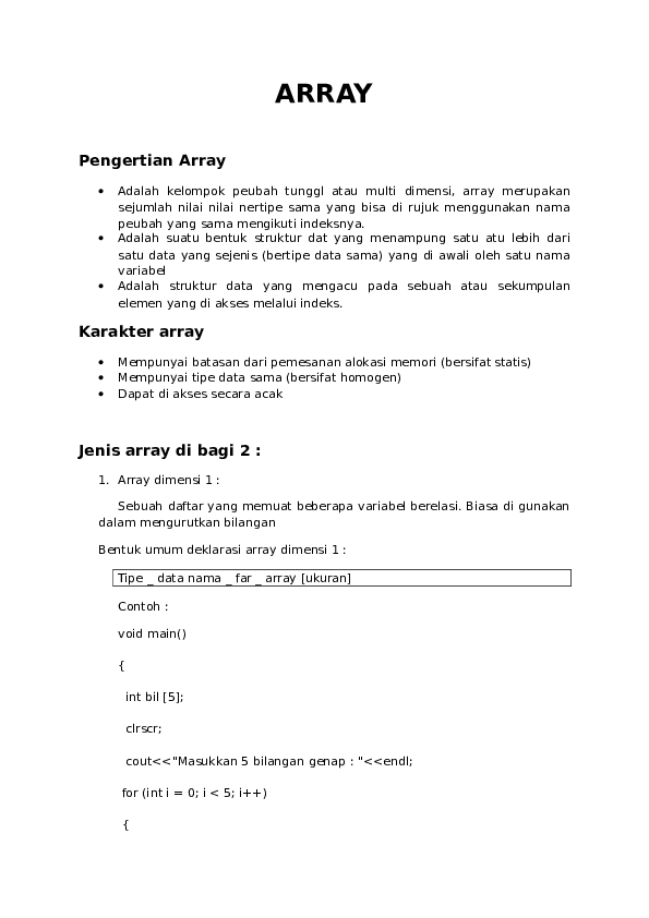 (DOC) ARRAY Pengertian Array
