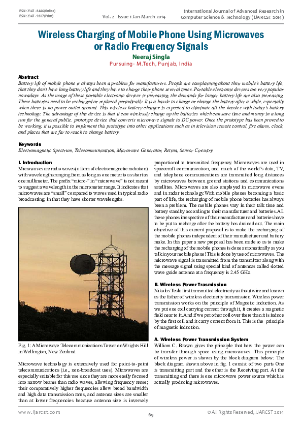 (PDF) Wireless Charging of Mobile Phone Using Microwaves or Radio