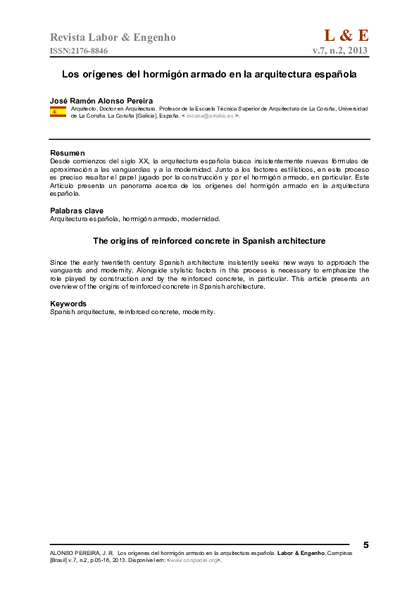 (PDF) Los orígenes del hormigón armado en la arquitectura española. The