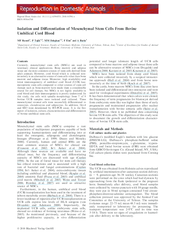 (PDF) Isolation and differentiation of mesenchymal stem cells from ...