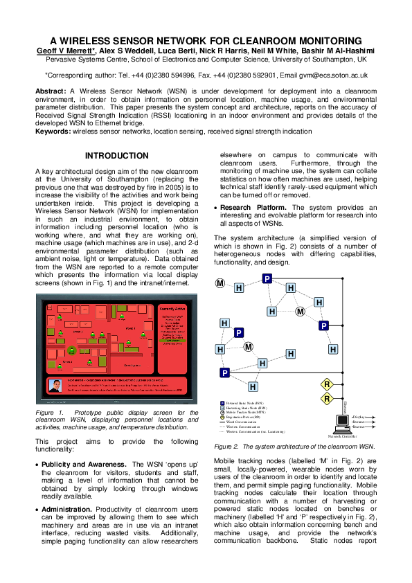(PDF) A wireless sensor network for cleanroom monitoring