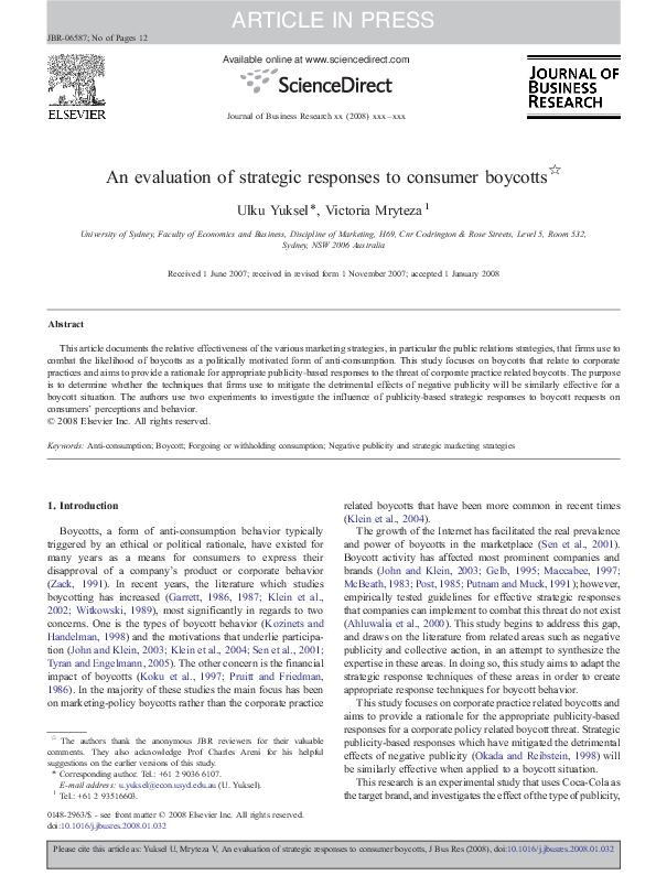 Consumer boycott essay image