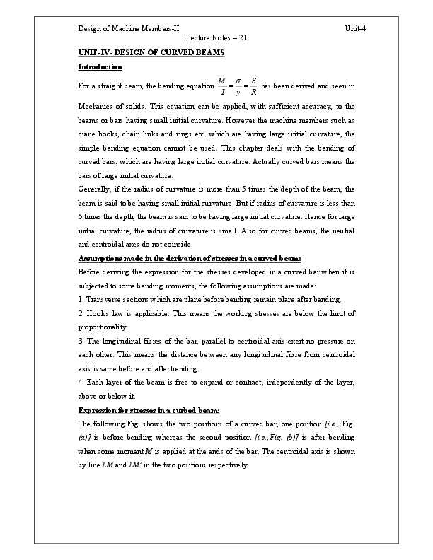 Design Of Curved Beams Nptel The Best Picture Of Beam