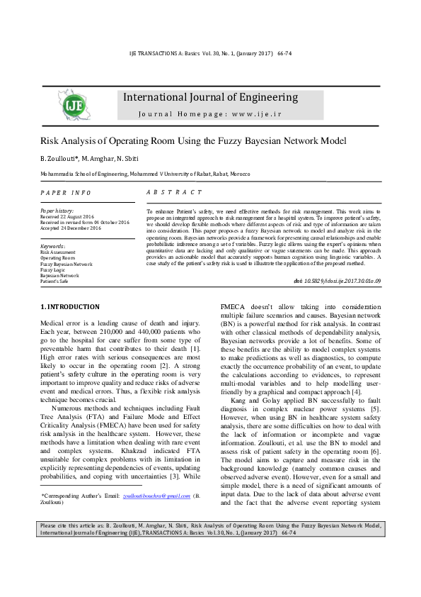 (PDF) Risk Analysis of Operating Room Using the Fuzzy Bayesian Network ...