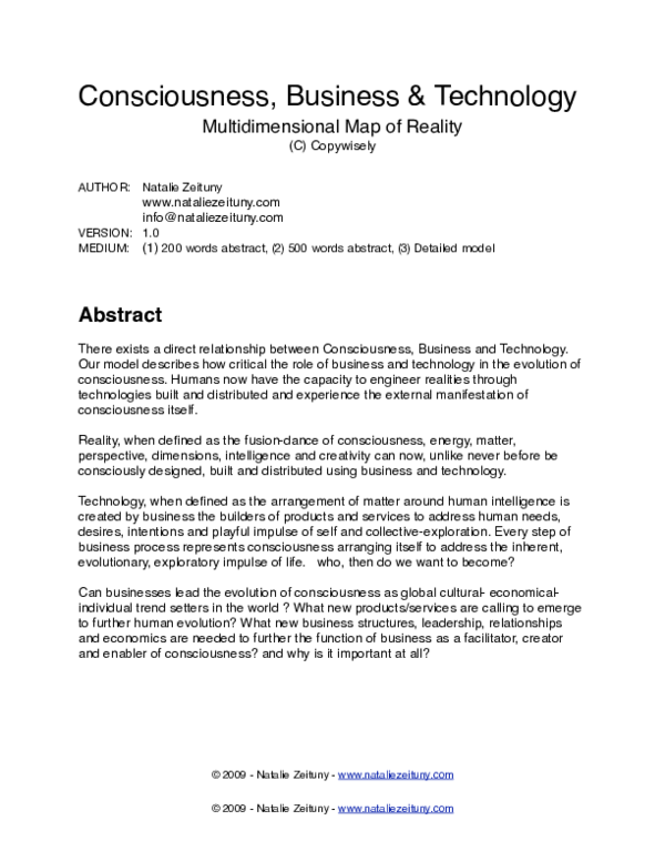 (PDF) Consciousness, Business & Technology Multidimensional Map of ...