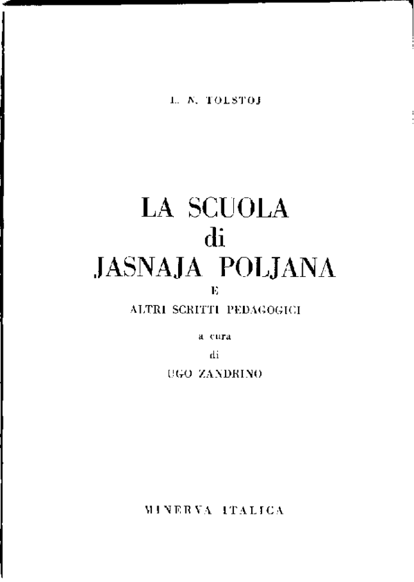 (PDF) Lev N. Tolstoj La scuola di Jasnaja Poljana e altri scritti