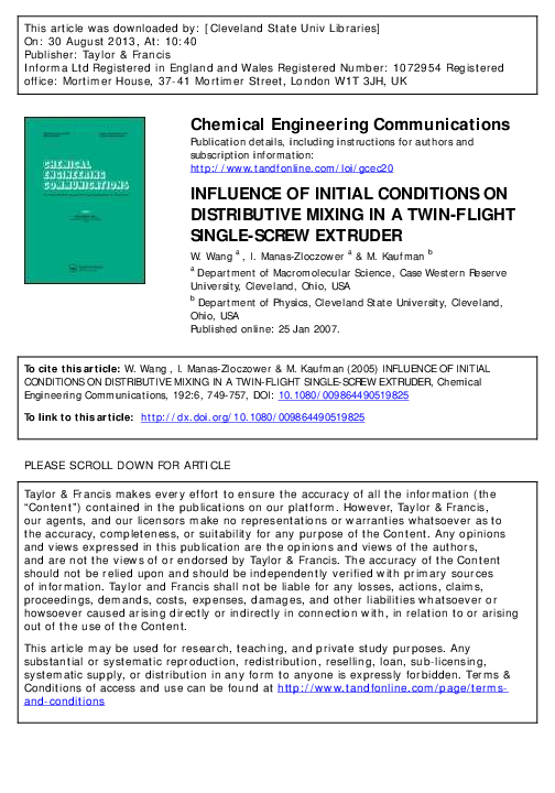 Influence of Initial Conditions on Distributive Mixing in a Twin-Flight Single-Screw Extruder