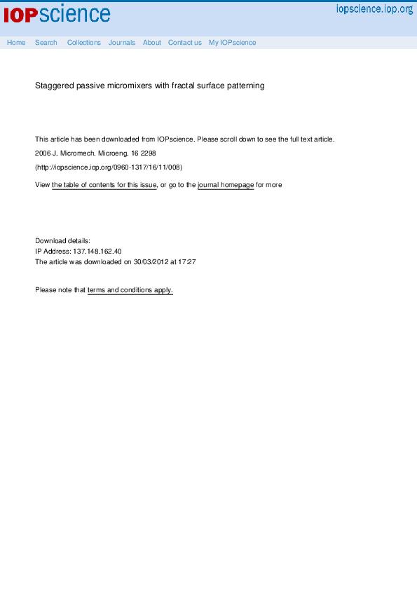 Staggered passive micromixers with fractal surface patterning