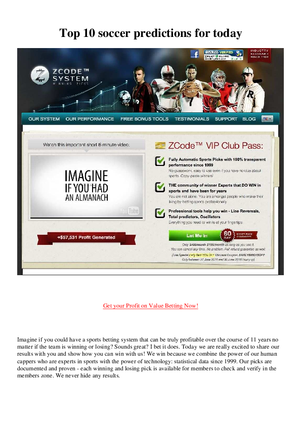 (PDF) Top 10 soccer predictions for today Get your Profit on Value