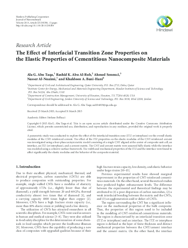 (PDF) The Effect of Interfacial Transition Zone Properties on the ...