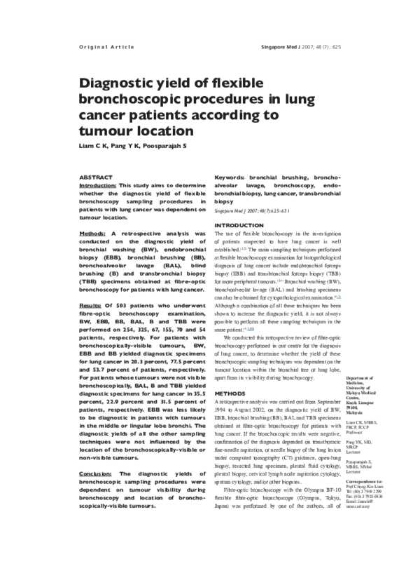 (PDF) Diagnostic yield of flexible bronchoscopic procedures in lung ...