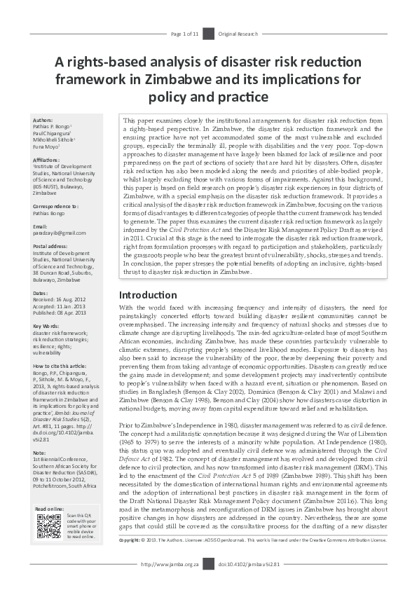 (PDF) A rights-based analysis of disaster risk reduction framework in ...