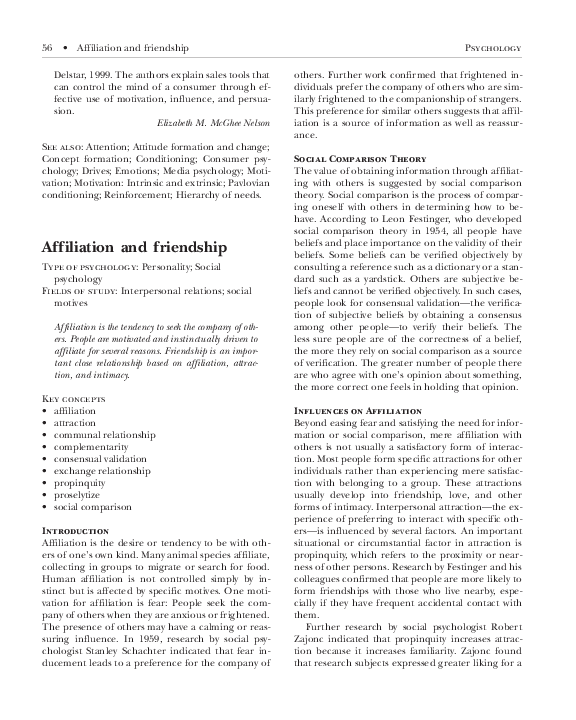 (PDF) Affiliation and Friendship