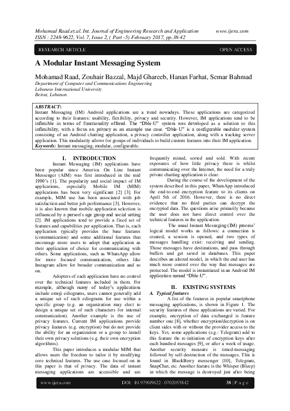 (PDF) A Modular Instant Messaging System