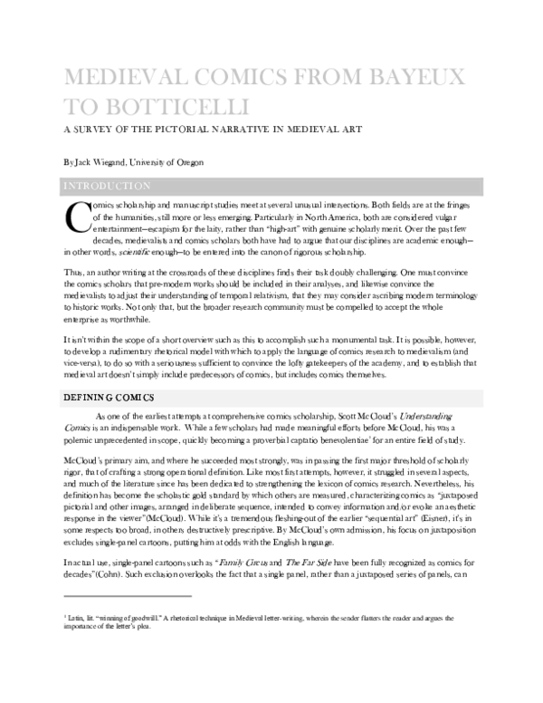 (PDF) Medieval Comics From Bayeux To Botticelli A Survey Of The
