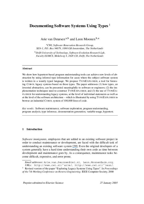 (PDF) Documenting software systems using types