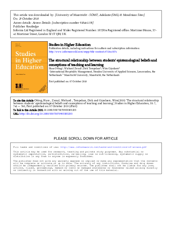 (PDF) The structural relationship between students’ epistemological ...