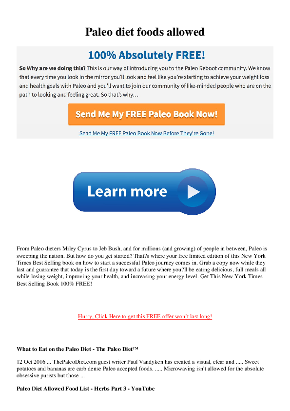 (PDF) Paleo diet foods allowed Matt Rose Academia.edu