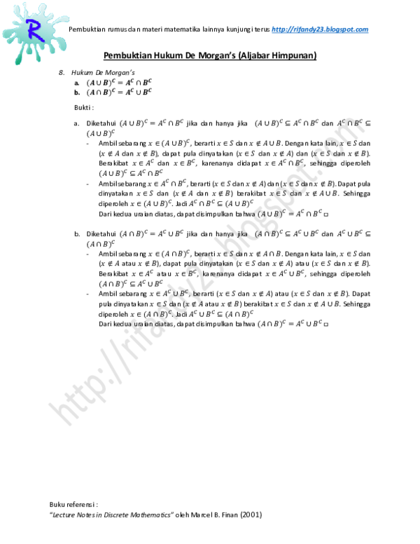 Pdf Hukum De Morgan Albertus Garut Academia Edu