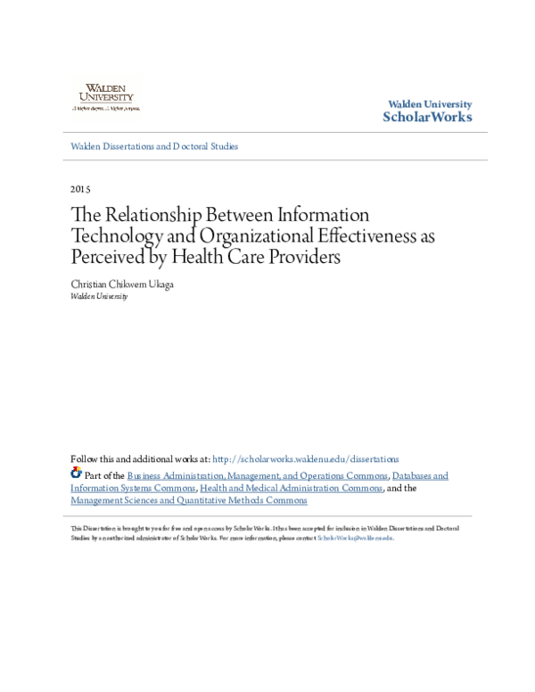 (PDF) The Relationship Between Information Technology and ...