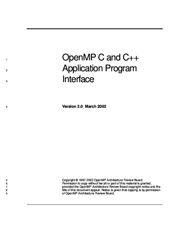(PDF) OpenMP C and C++ Application Program Interface Version 2.0 March 2002