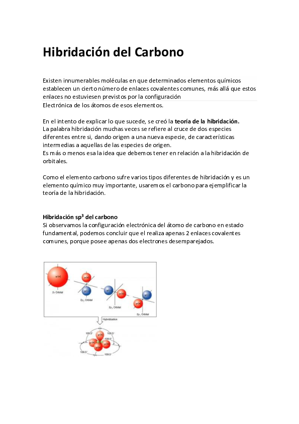 Hibridacion del atomo de carbono sp3 sp2 sp pdf