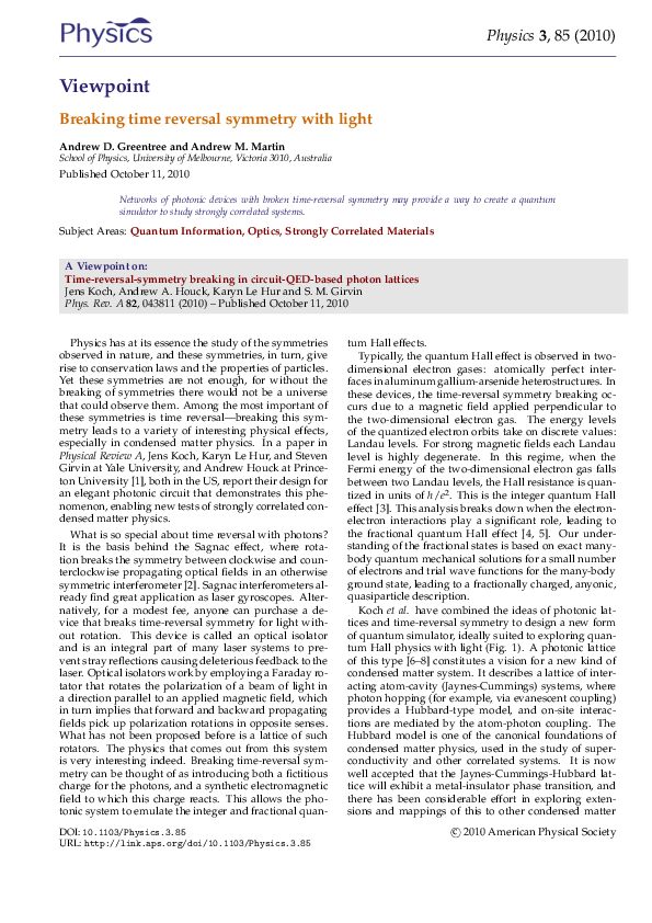 (PDF) Breaking time reversal symmetry with light
