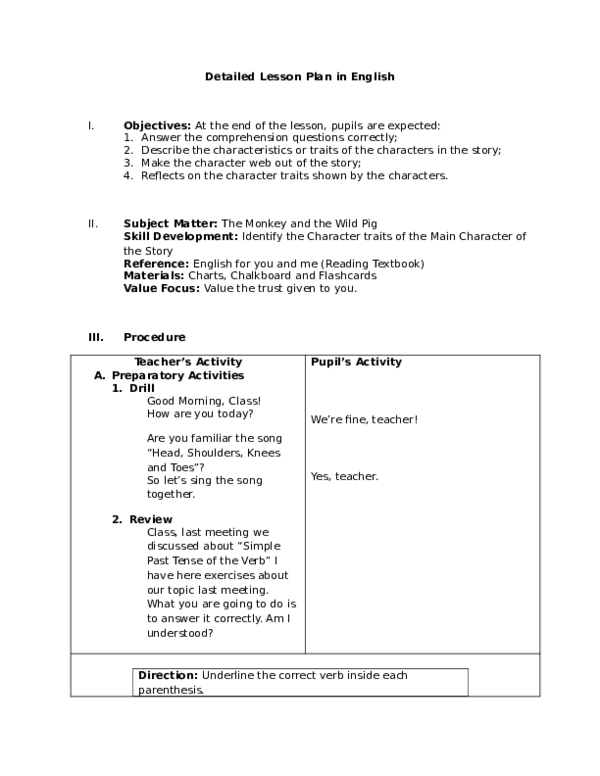 (DOC) Detailed Lesson Plan in English Adison Espina Academia.edu