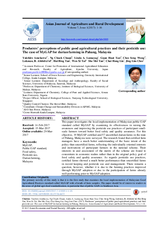 (PDF) Producers' perceptions of public good agricultural practices and ...