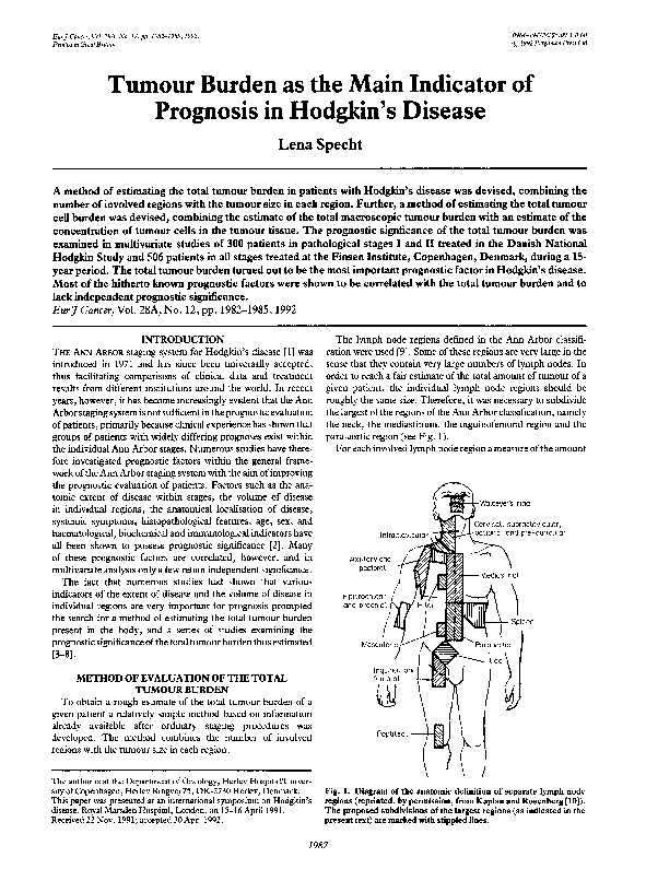 (PDF) Tumour Burden as the Main Indicator of Prognosis in Hodgkin's Disease
