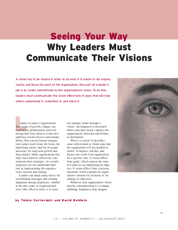 (PDF) Seeing your way: Why leaders must communicate their visions