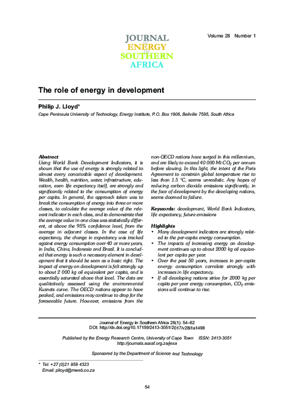(PDF) The role of energy in development