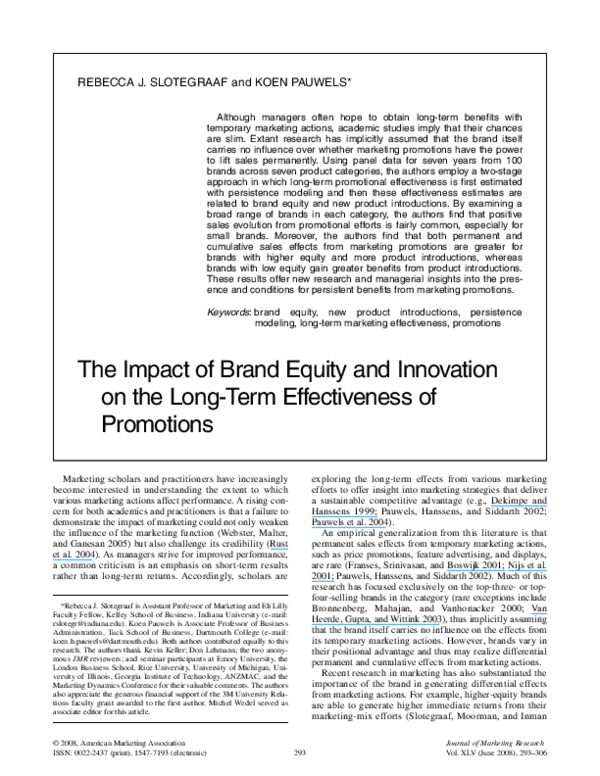 (PDF) The Impact of Brand Equity and Innovation on the Long-Term ...