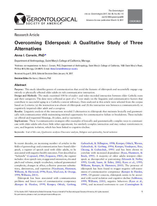 Elderspeak elements include healthcare academy image