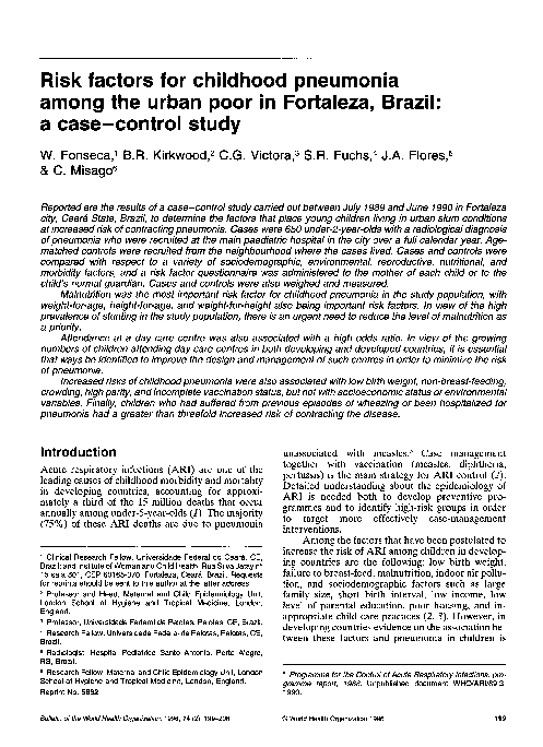 (PDF) Risk factors for childhood pneumonia among the urban poor in ...