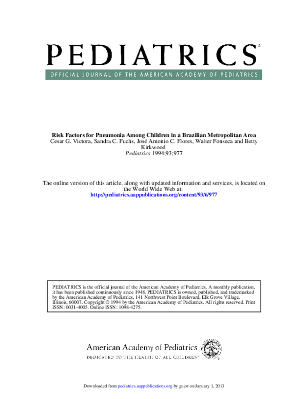 (PDF) Risk factors for pneumonia among children in a Brazilian ...