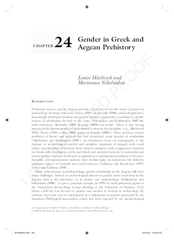 (PDF) Gender in Greek and Aegean Prehistory Marianna Nikolaidou and Louise A Hitchcock