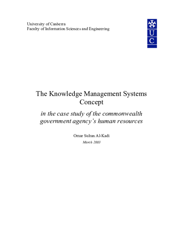 (PDF) The Knowledge Management Systems Concept in the case study of the ...