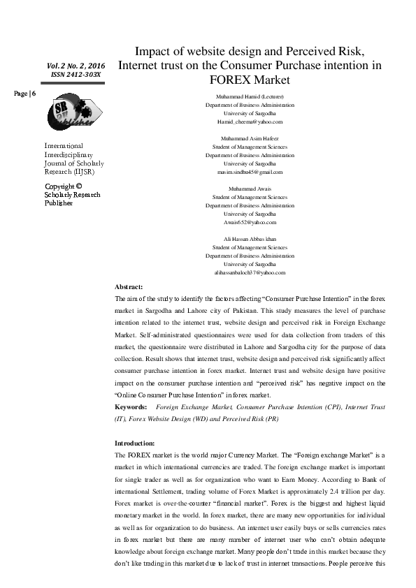(PDF) Impact of website design and Perceived Risk, Internet trust on ...
